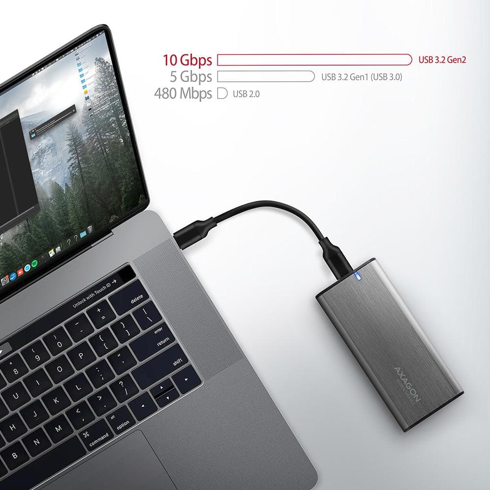 Obudowa zewnętrzna Axagon do dysk&amp;oacute;w M.2 NVMe &amp;amp; SATA SSD / USB-C 3.2 G2, 30-80mm szara