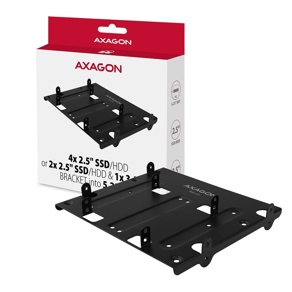 Adapter dysk&amp;oacute;w Axagon z 5,25&amp;quot; do 4x2,5&amp;quot; lub 2x2,5&amp;quot;+1x3,5&amp;quot; HDD czarna
