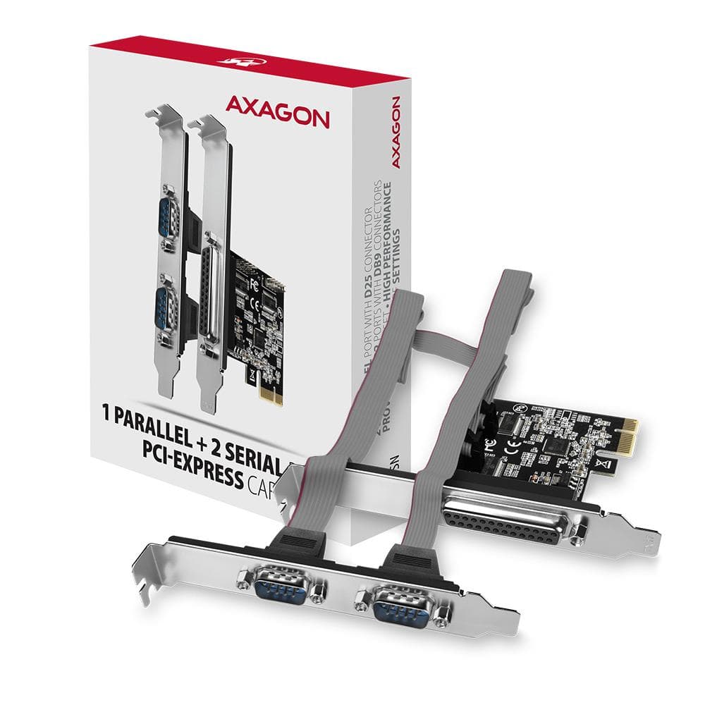 Kontroler port&amp;oacute;w PCI-Express Axagon 1x port r&amp;oacute;wnoległy LPT + 2x porty szeregowy RS232