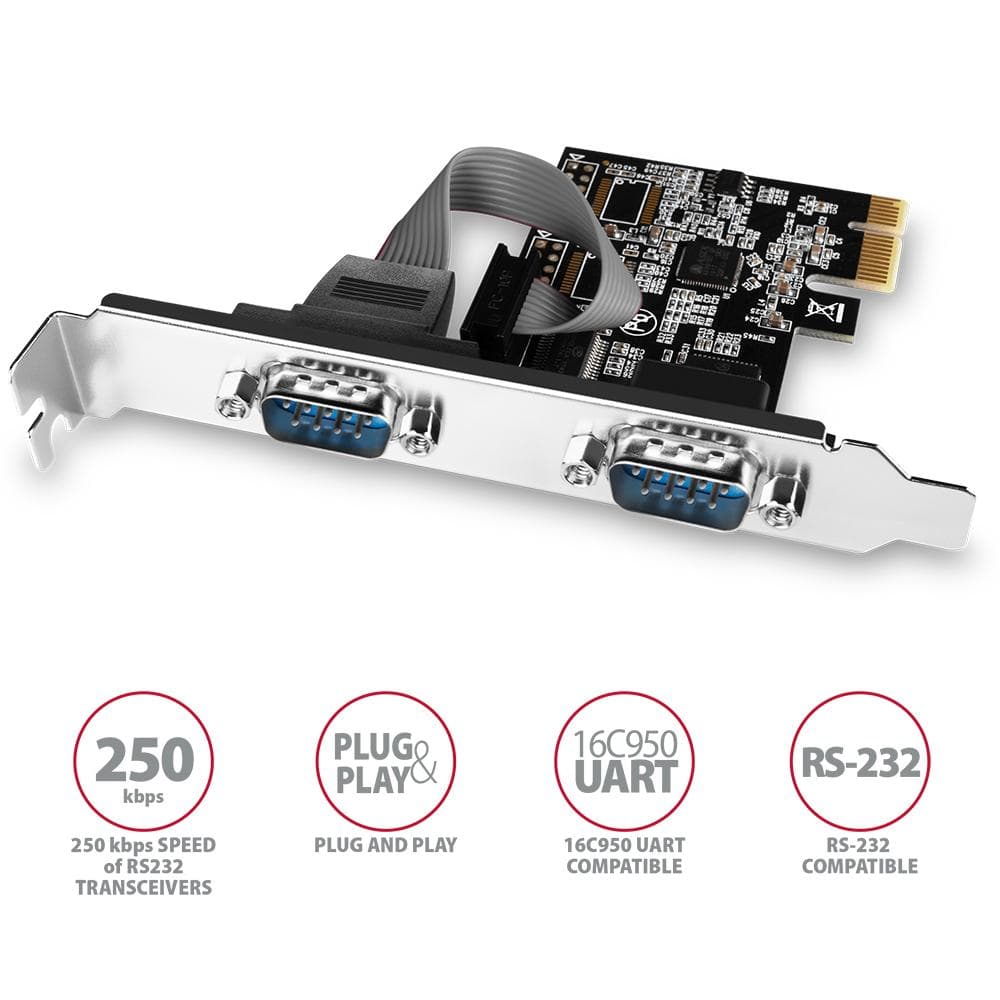 Kontroler port&amp;oacute;w PCI-Express Axagon 2x port szeregowy RS232