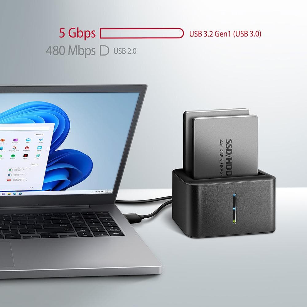 Stacja dokująca Axagon ADSA-D25 USB-A 3.2 Gen1 do 2x SATA 6Gbps 2,5&amp;quot; SSD/HDD z funkcją klonowania