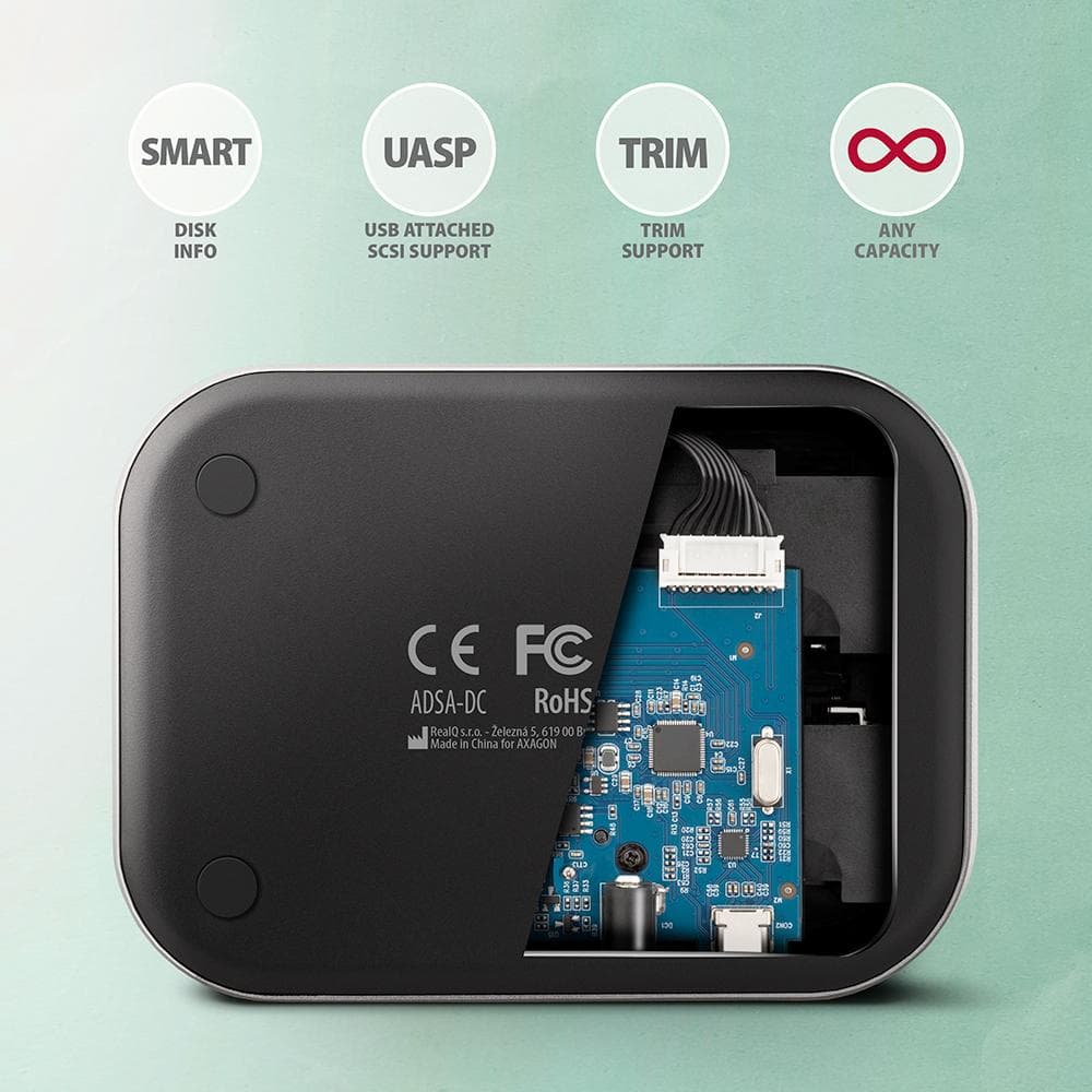 Stacja dokująca Axagon ADSA-DC USB-C 3.2 Gen1 do 2x SATA 6Gbps 2,5&amp;quot; SSD/HDD z funkcją klonowania