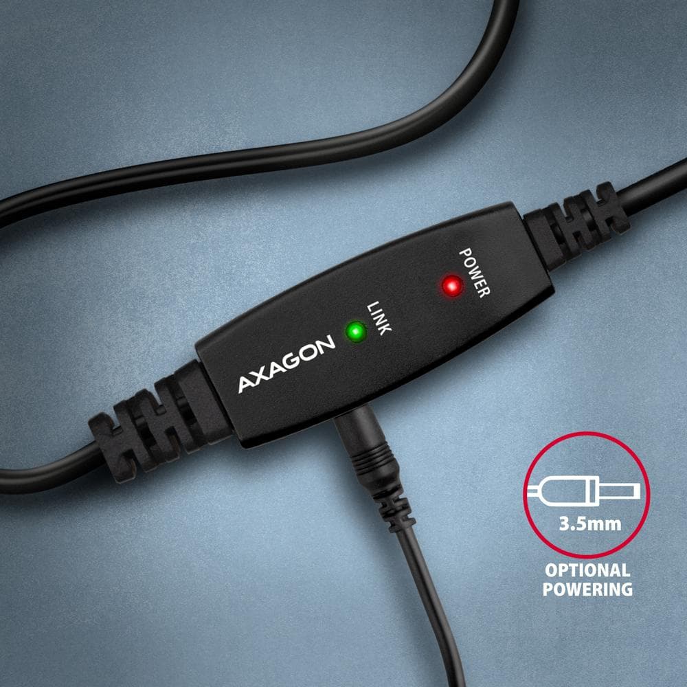 Aktywny kabel połączeniowy/wzmacniacz USB 2.0 A-M -&amp;gt; B-M 10 m czarny Axagon