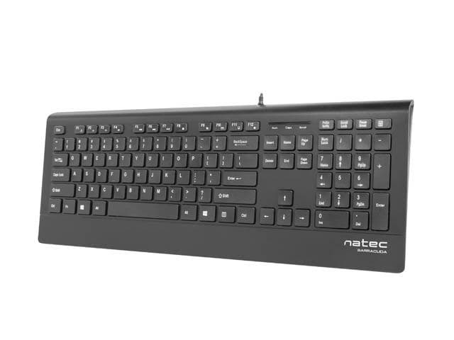 Klawiatura Multimedialna BARRACUDA Slim&amp;amp;Silent, przewodowa USB, podp. nadgarstka, czarna