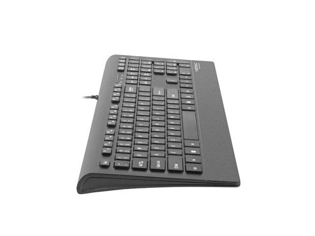 Klawiatura Multimedialna BARRACUDA Slim&amp;amp;Silent, przewodowa USB, podp. nadgarstka, czarna