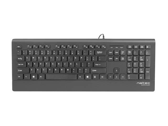 Klawiatura Multimedialna BARRACUDA Slim&amp;amp;Silent, przewodowa USB, podp. nadgarstka, czarna