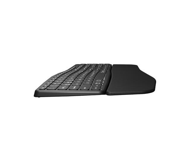 Klawiatura Ergonomczna PORIFERA, Slim, bezprzewodowa 2.4 GHz, BT 5.0,  podświetlana, czarna