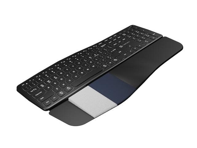 Klawiatura Ergonomczna PORIFERA, Slim, bezprzewodowa 2.4 GHz, BT 5.0,  podświetlana, czarna