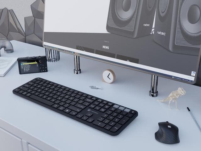 Zestaw bezprzewodowy klawiatura + mysz OCTOPUS 2, Slim&amp;amp;Silent, BT 5.0, 2.4 GHz, czarny