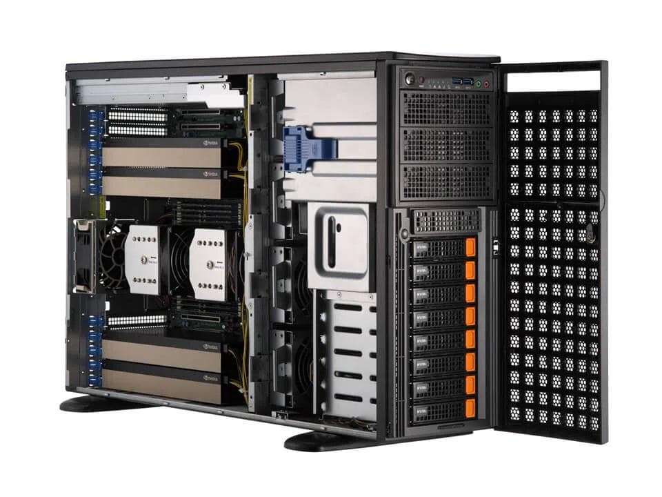 Serwer NTT Tytan 4208S27 GPU --- TOWER 4U, 8 x SATA RAID 1,10,5, Xeon&amp;reg; 4410T, 2 x 960GB SSD, 2 x 32GB RAM DDR5, 2 x LAN RJ45