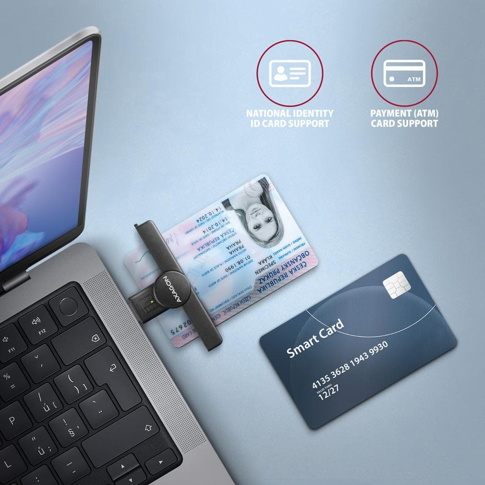 Zewnętrzny mini czytnik kart identyfikacyjnych Smart Card Axagon CRE-SMPA USB 2.0