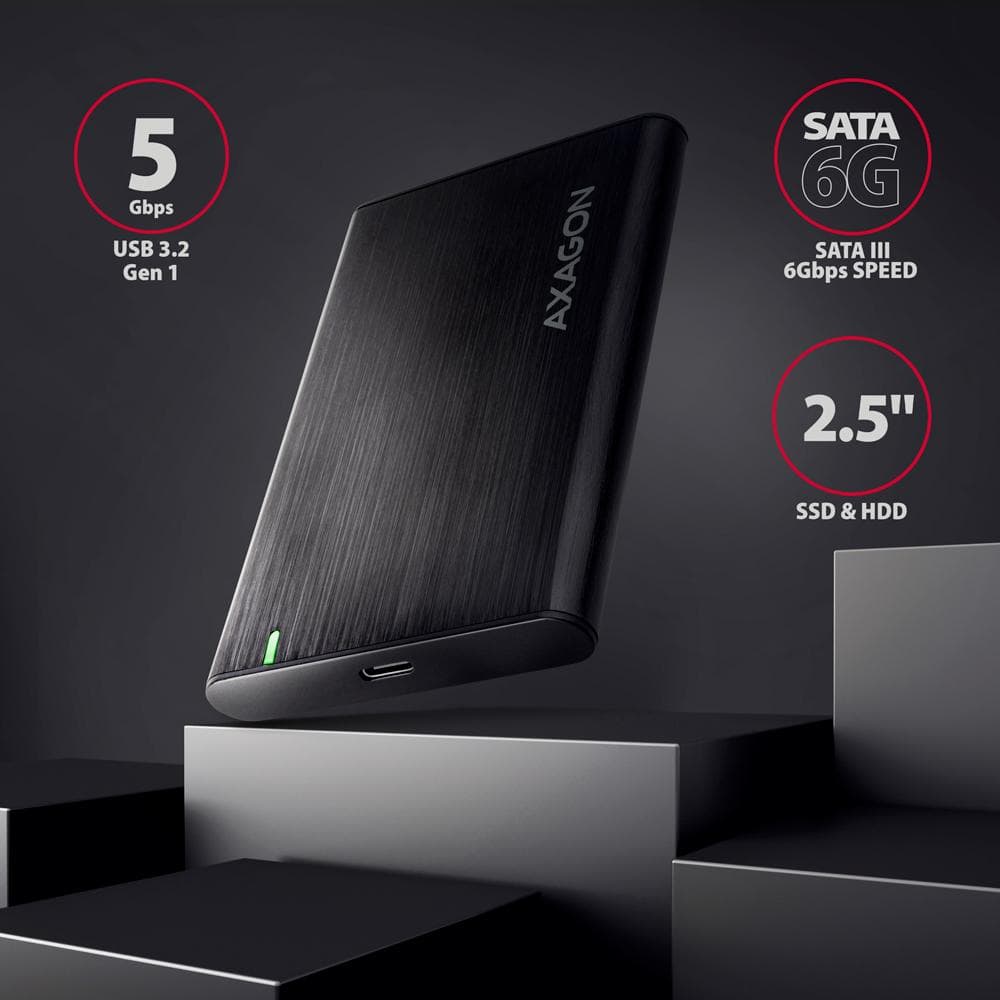 Obudowa zewnętrzna Axagon EE25-A6C do dysk&amp;oacute;w SSD/HDD 2,5&amp;quot; SATA 3.1 (6Gbit/s) /USB3.2 Gen1 czarna