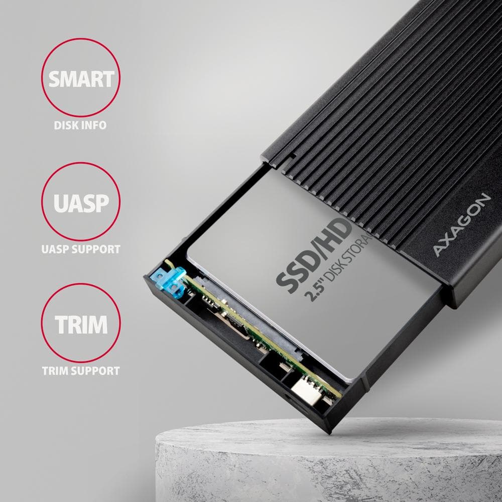 Obudowa zewnętrzna Axagon EE25-GTR do dysk&amp;oacute;w SSD/HDD 2,5&amp;quot; SATA 3.1 (6Gbit/s) /USB3.2 Gen2