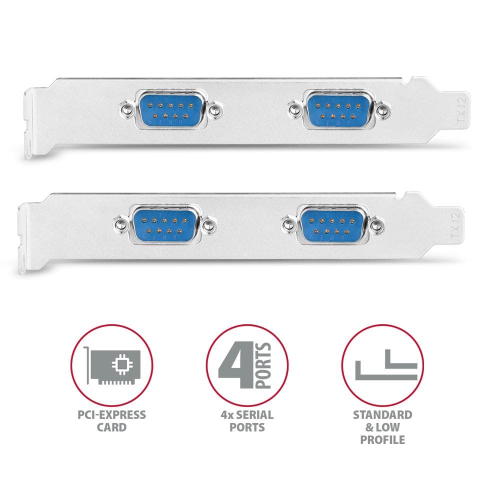 Kontroler PCIe Axagon PCEA-S4N 4x port szeregowy RS232 SP &amp;amp; LP