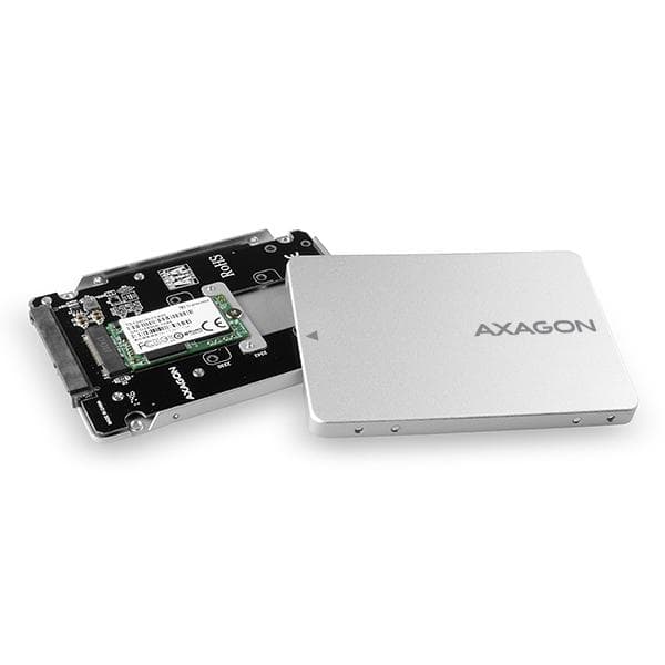 Wewnętrzna obudowa montażowa 2,5&amp;quot; Axagon RSS-M2SD z interfejsem SATA do dysk&amp;oacute;w SSD M.2 SATA srebrna