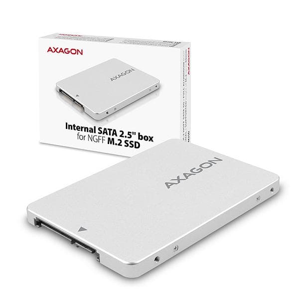 Wewnętrzna obudowa montażowa 2,5&amp;quot; Axagon RSS-M2SD z interfejsem SATA do dysk&amp;oacute;w SSD M.2 SATA srebrna