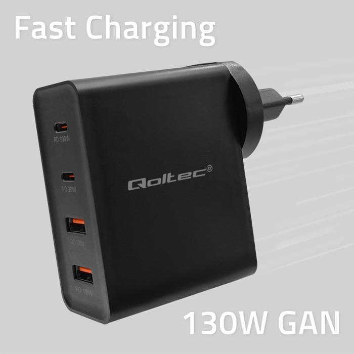 Ładowarka GaN 130W Power Pro QOLTEC