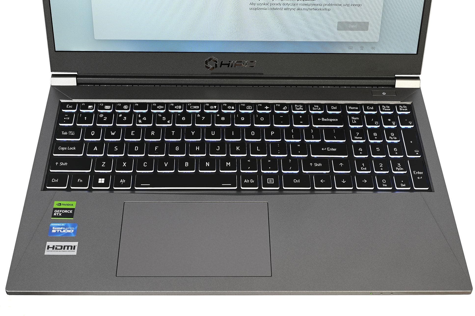 Laptop gamingowy HIRO KX550 15,6'', 144Hz, i7 13620H, RTX 4050 6GB, 16GB RAM, 1TB SSD M.2, W11H