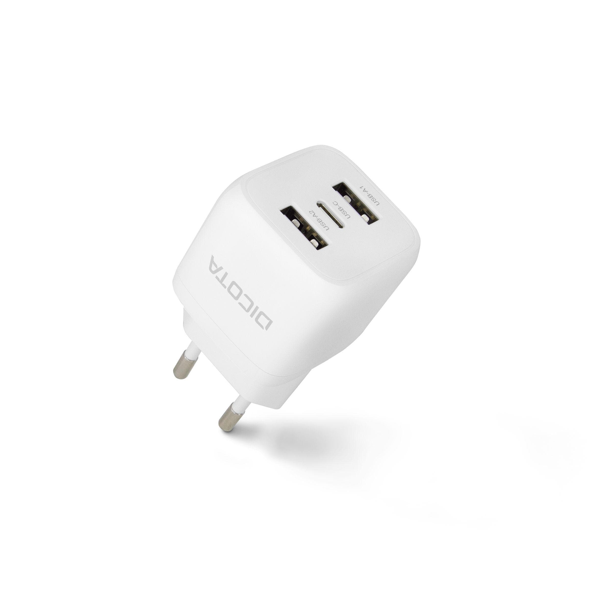 Ładowarka sieciowa GaN Dicota 2x USB-A 1x USB-C 32W biała