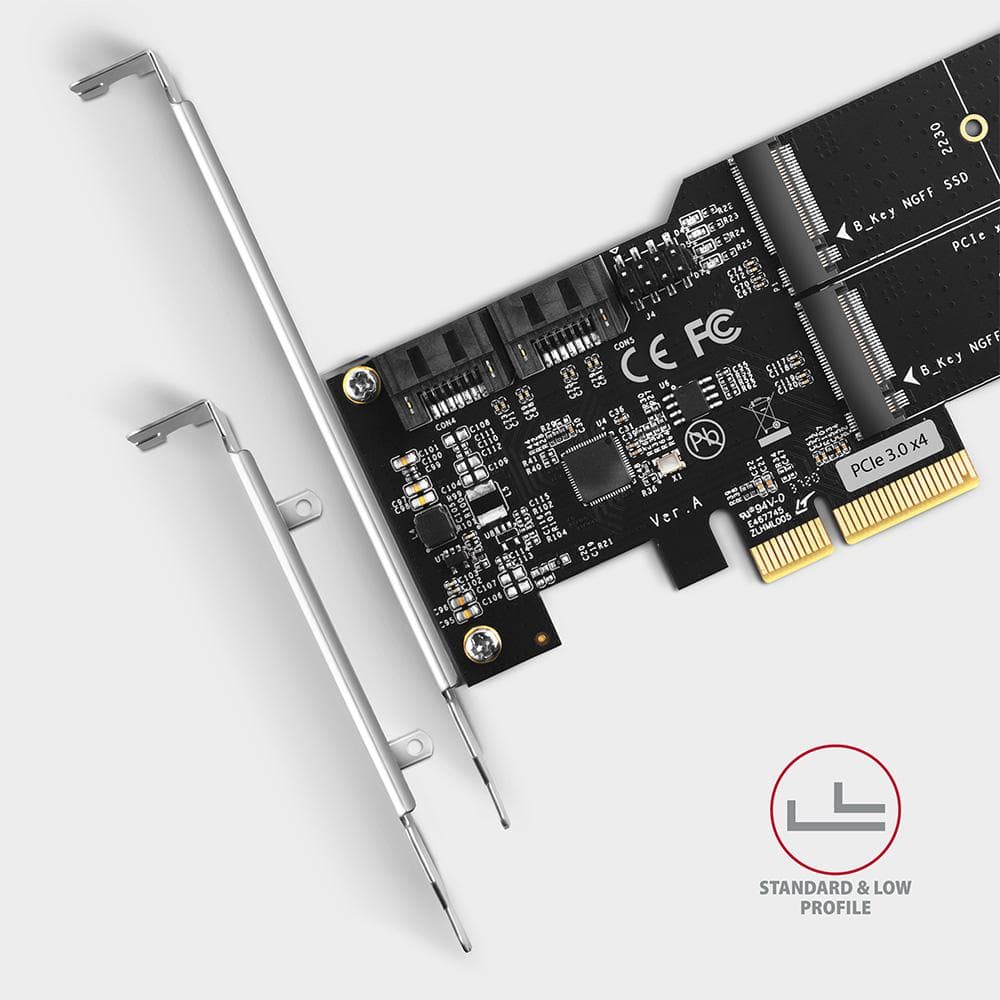 Kontroler PCIe 2x SATA 6G + 2x SATA M.2 ASMedia ASM1164 SP &amp;amp; LP Axagon