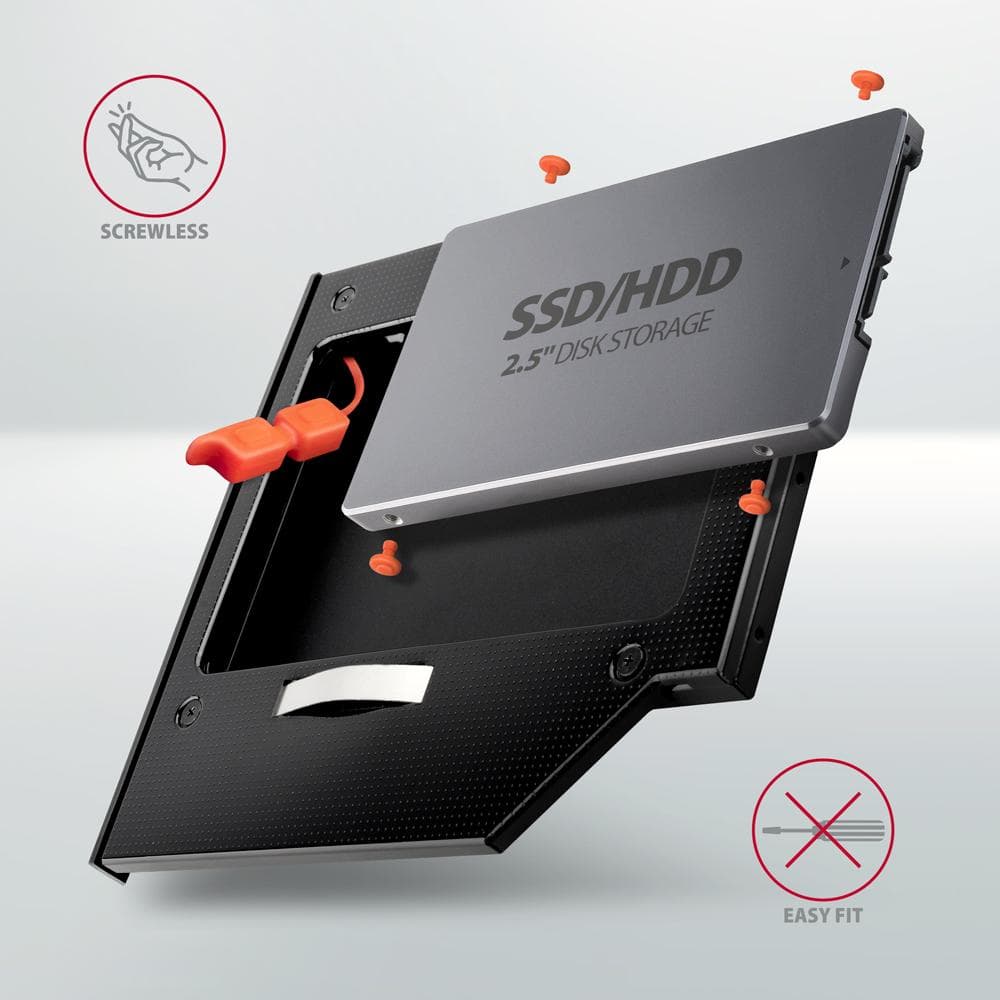 Ramka montażowa/redukcja z gniazda DVD do 2.5&amp;quot; SSD/HDD 9.5 mm Axagon czarna