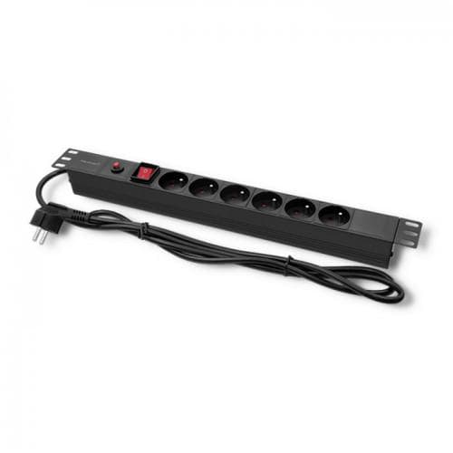 Listwa zasilająca antyprzepięciowa Qoltec do szafy RACK 19 1U 16A PDU 6xFRENCH 2m czarna