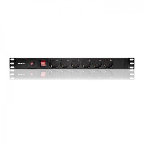 Listwa zasilająca antyprzepięciowa Qoltec do szafy RACK 19 1U 16A PDU 6xFRENCH 2m czarna
