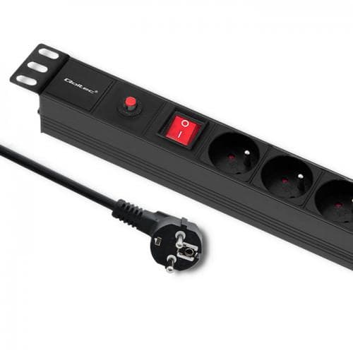 Listwa zasilająca antyprzepięciowa Qoltec do szafy RACK 19 1U 16A PDU 6xFRENCH 2m czarna